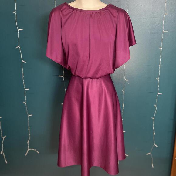 Vintage 1970s Joseph Ribkoff Satin Blouson Dress Size XS - Picture 1 of 9